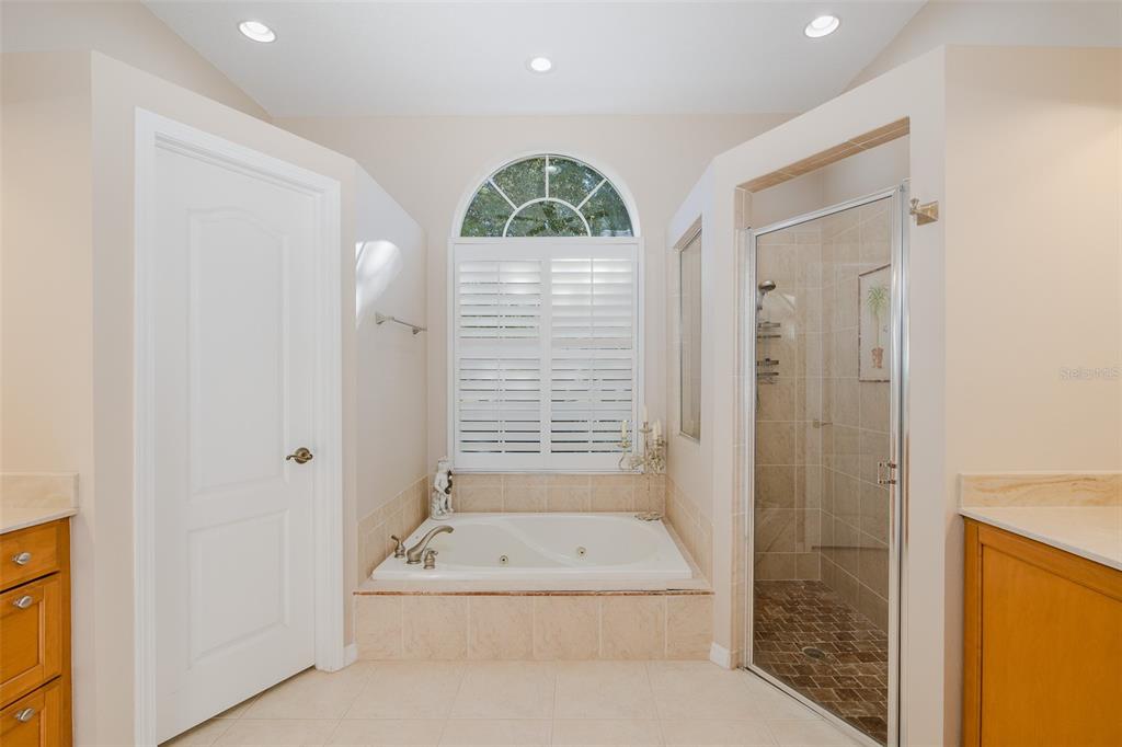 2928 Waters Edge Road Palm Harbor, FL 34685 - Photo 34 of 52 a bathroom with a tub a window and a shower
