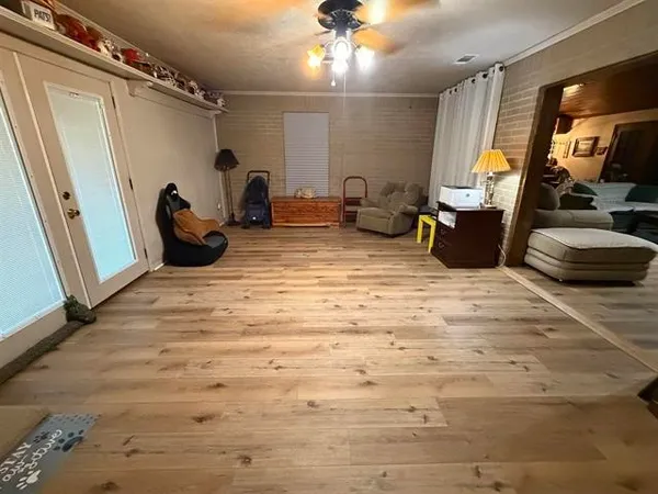 a living room with furniture