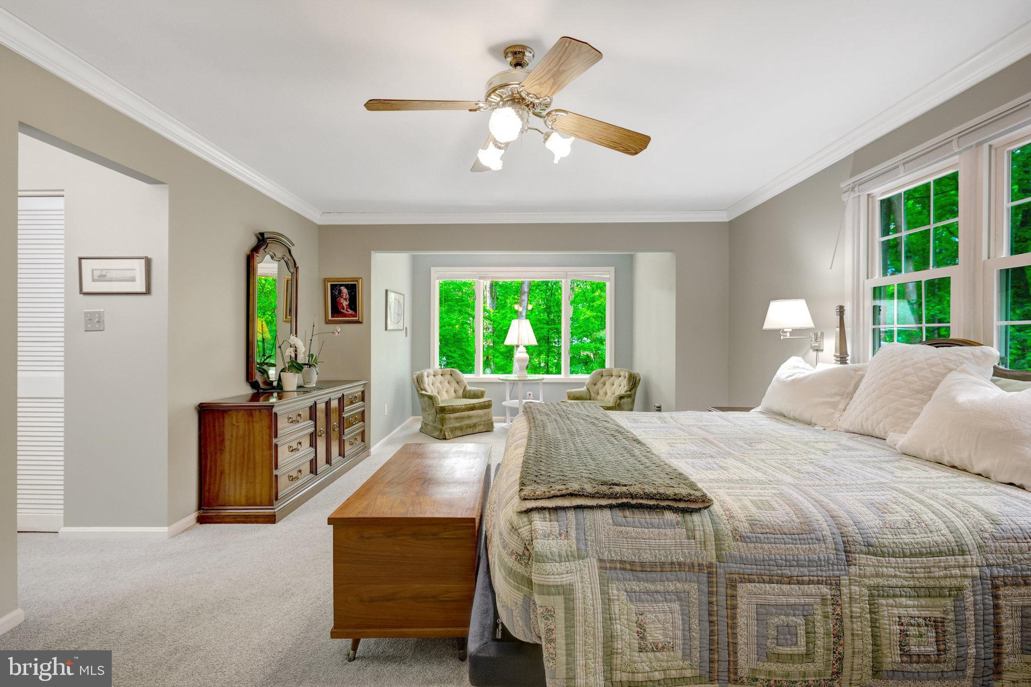 2042 Carrhill Road Vienna, VA 22181 - Photo 50 of 80 a bedroom with a bed and a chandelier fan