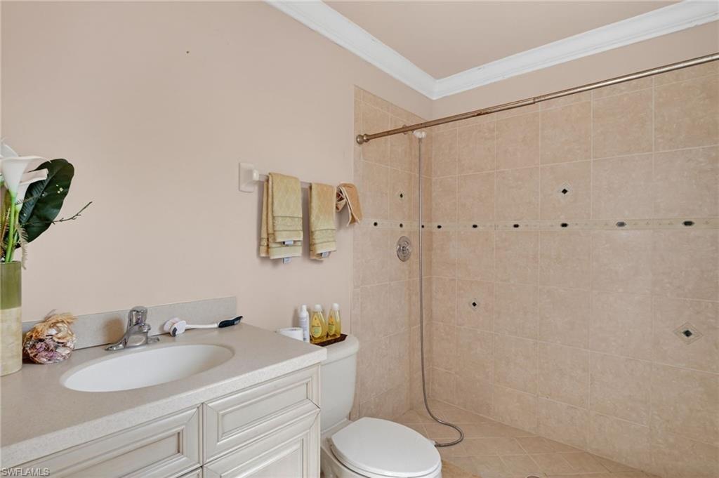1964 Rialto Way Alva, FL 33920 - Photo 40 of 50 a bathroom with a granite countertop sink toilet a mirror and shower