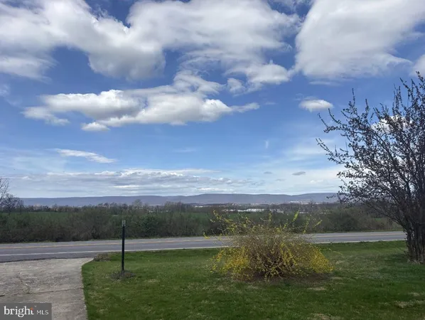 a view of outside with green space