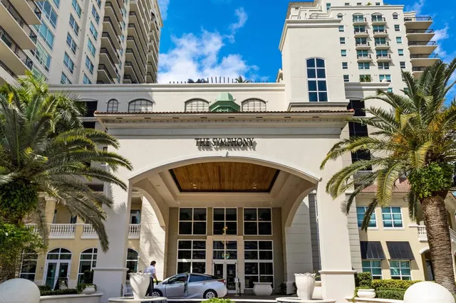 a view of a building with a street