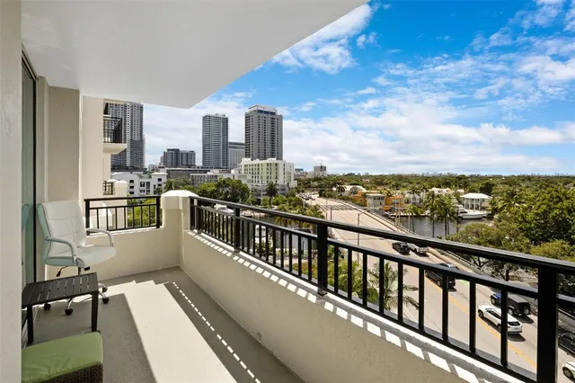 a view of city from a balcony