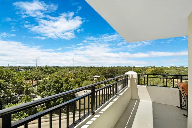 a view of city from a balcony