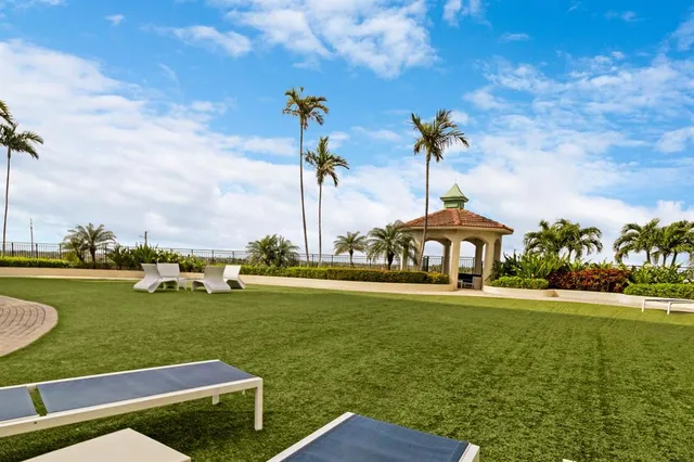 a view of a swimming pool with a playground