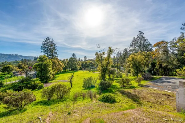 a view of a yard with an outdoor space