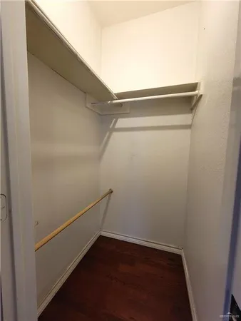 a view of small space with racks on the wall