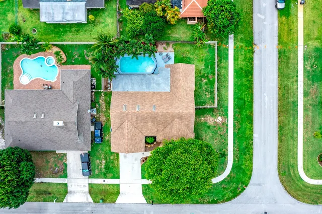 an aerial view of a house
