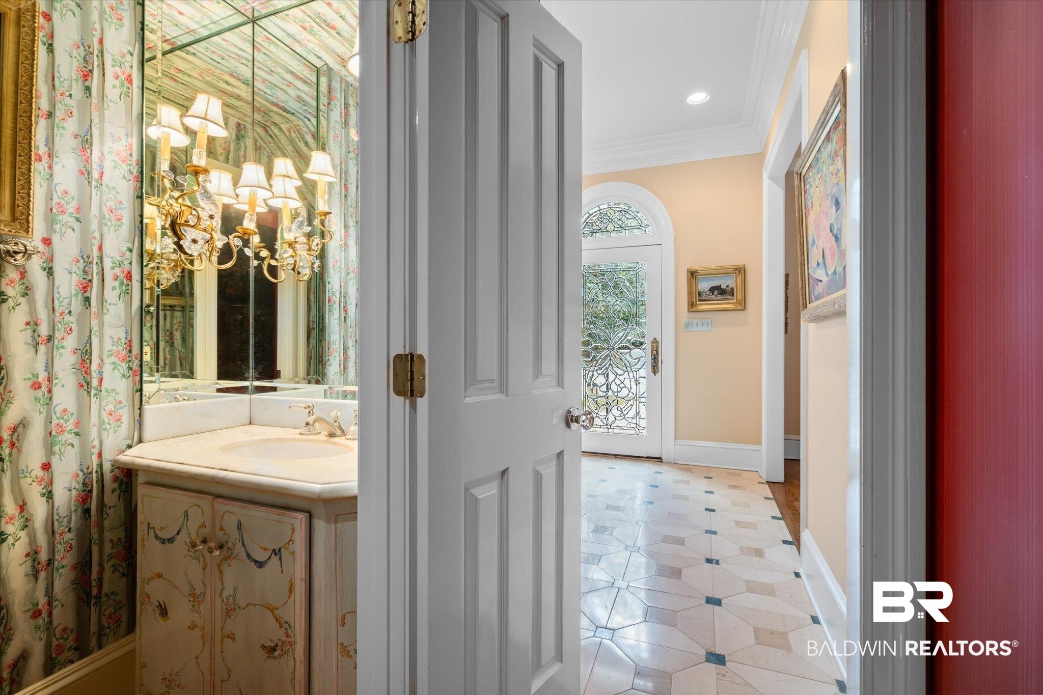 354 Dogwood Lane Mobile, AL 36608 - Photo 12 of 44 Bathroom with vanity, crown molding, and tile patterned flooring