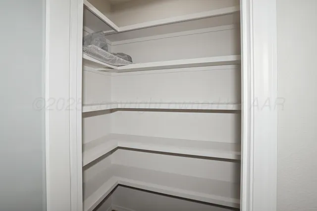 a view of an empty walk in closet