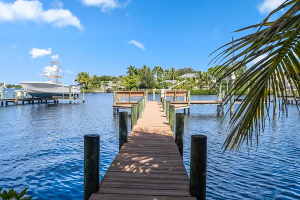 a view of a white house with a yard and a large tree