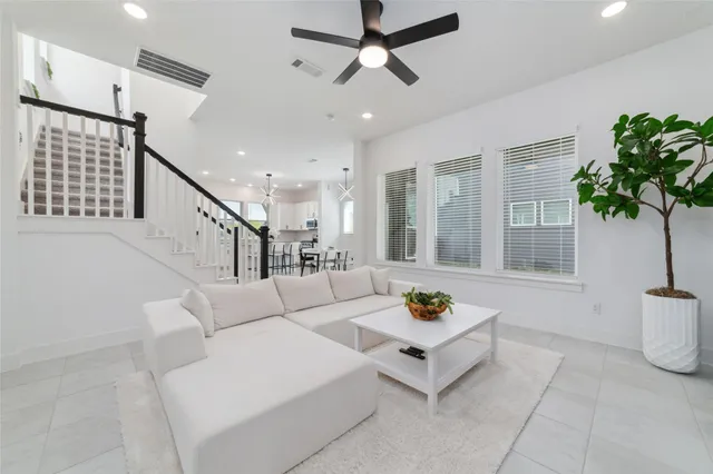a view of a livingroom with a potted plant