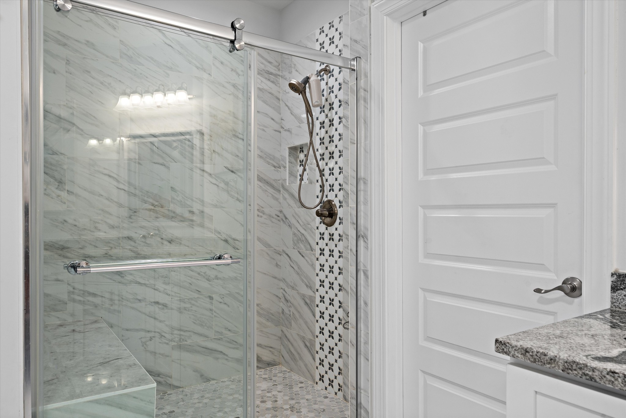 123 Chesapeake Court Lebanon, TN 37087 - Photo 23 of 62 a bathroom with a granite countertop shower and a sink