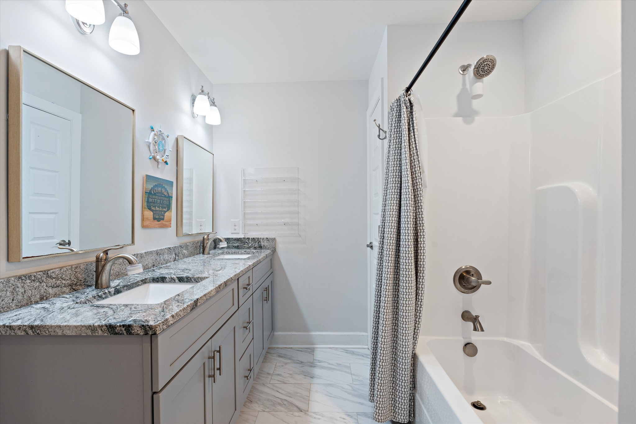 123 Chesapeake Court Lebanon, TN 37087 - Photo 29 of 62 a bathroom with a granite countertop sink and a mirror