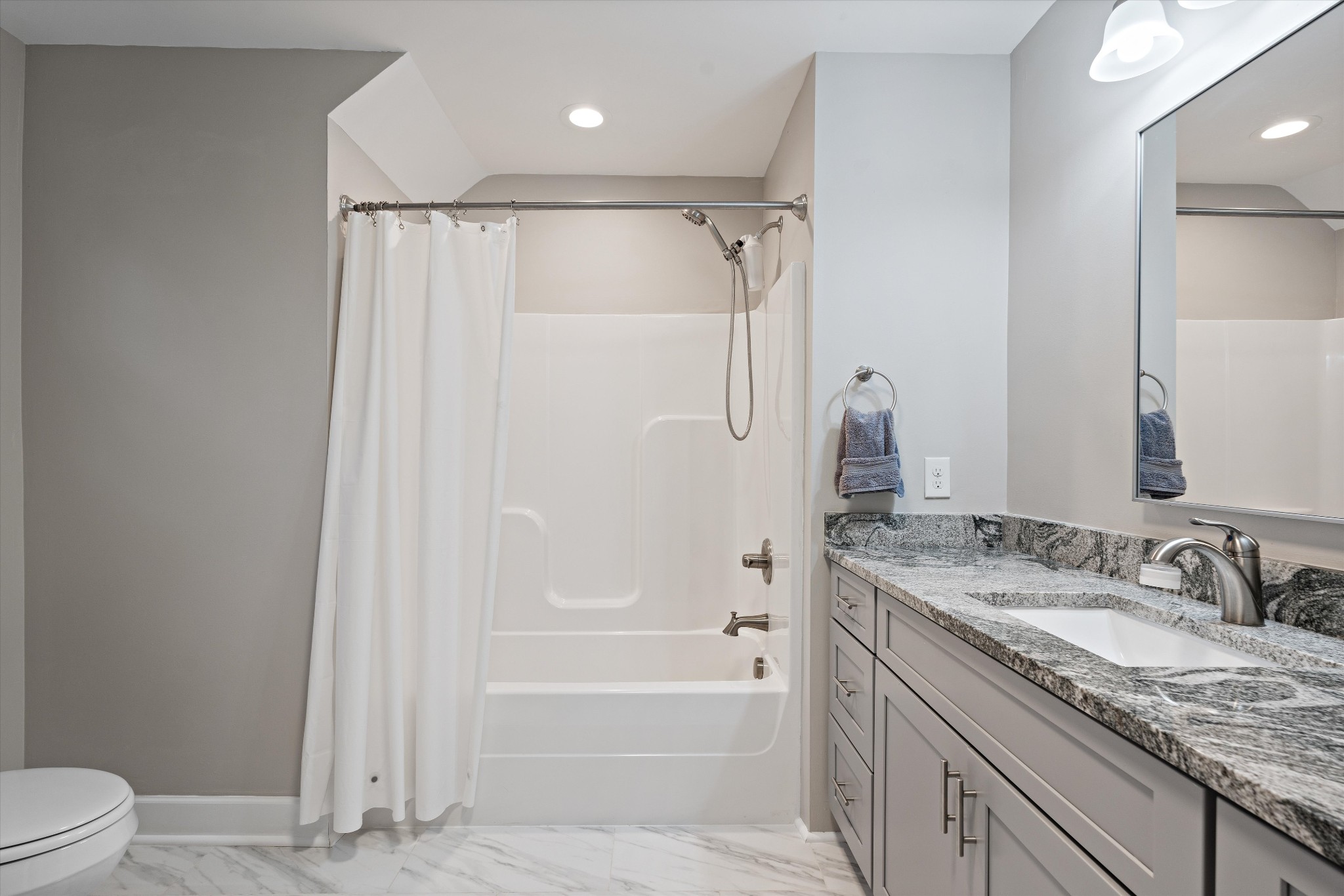 123 Chesapeake Court Lebanon, TN 37087 - Photo 39 of 62 a bathroom with a granite countertop sink toilet and shower