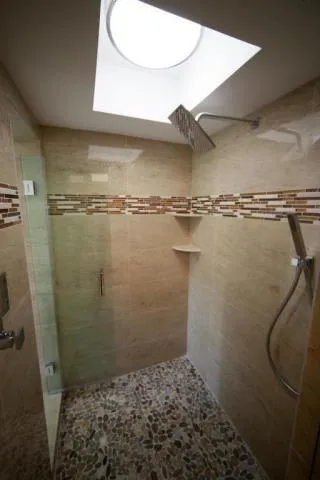 a bathroom with a shower