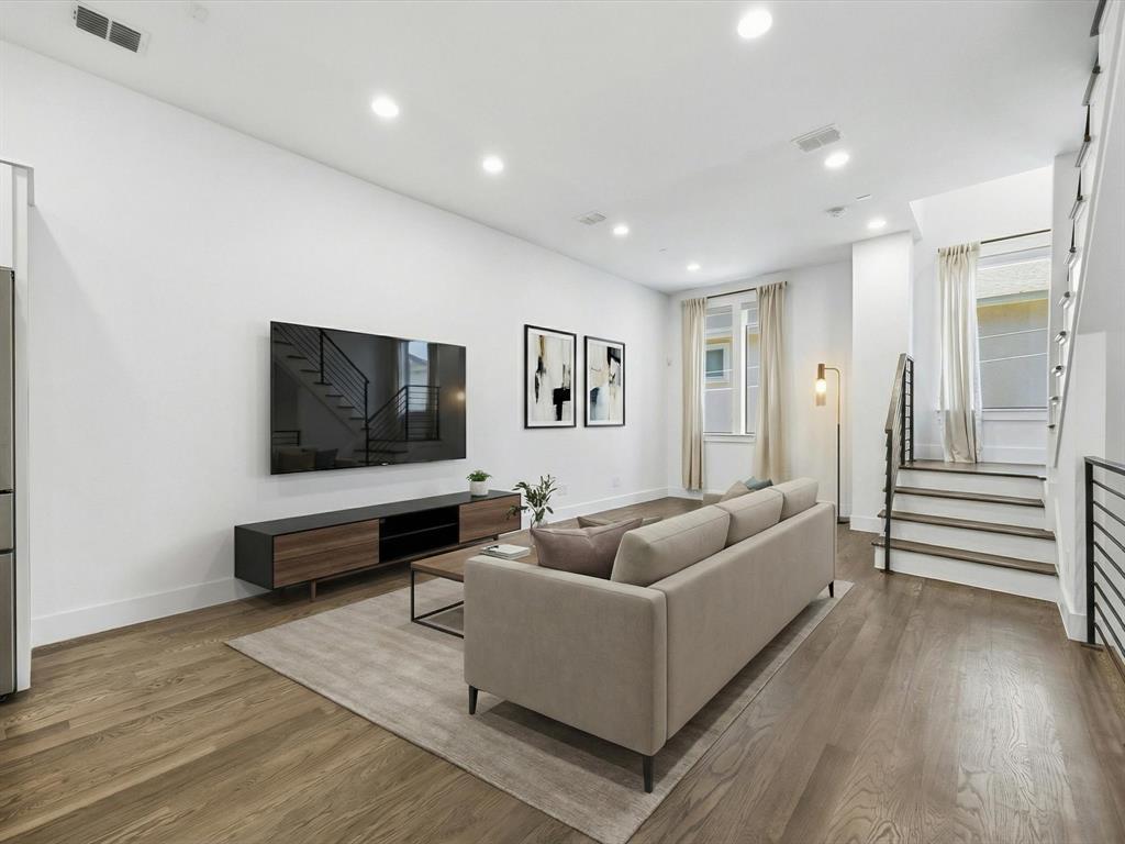 1920 Dowgate Court Dallas, TX 75204 - Photo 10 of 38 Living area featuring light wood-style flooring and recessed lighting