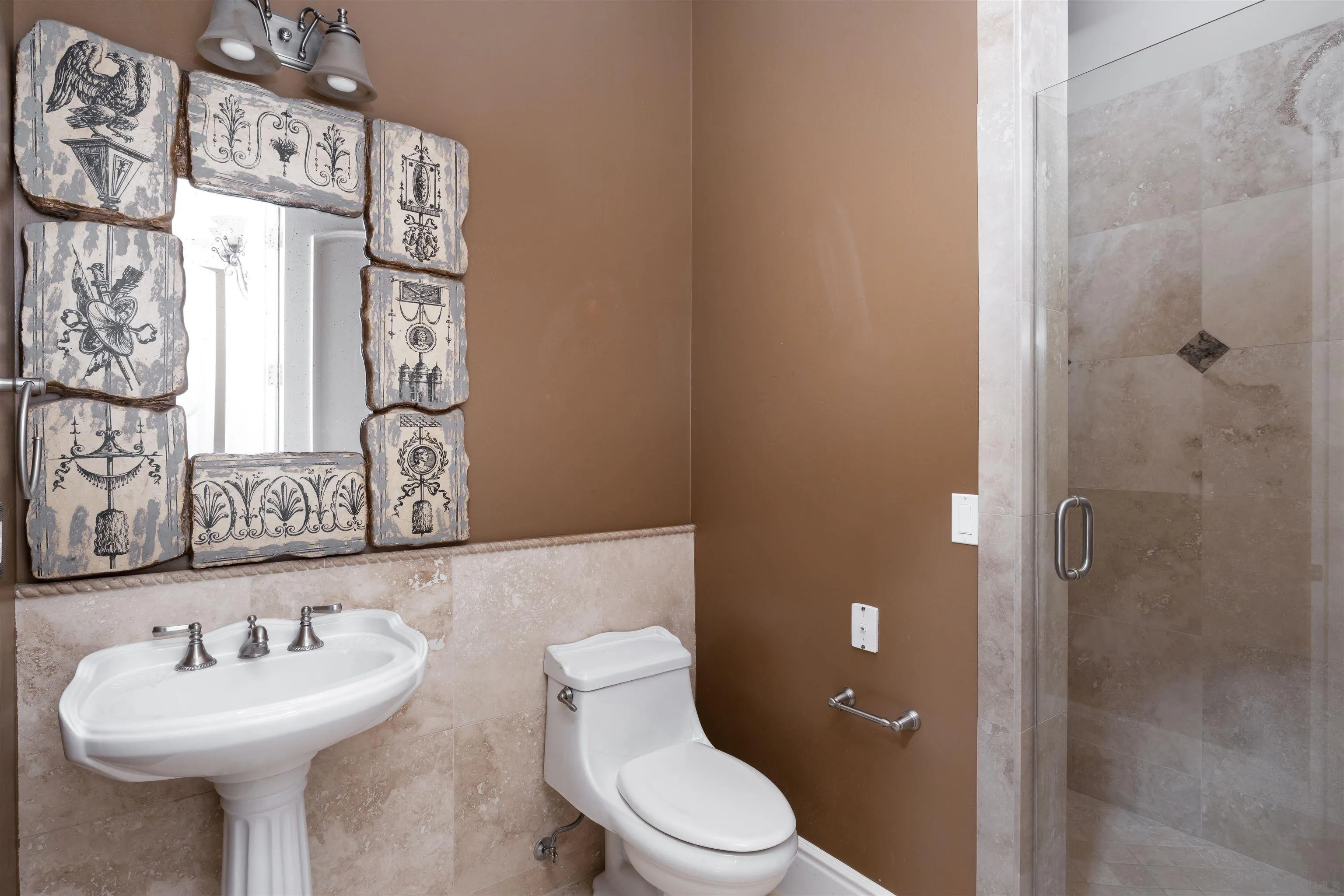 14755 High Valley Road Poway, CA 92064 - Photo 27 of 59 a bathroom with a toilet sink and mirror