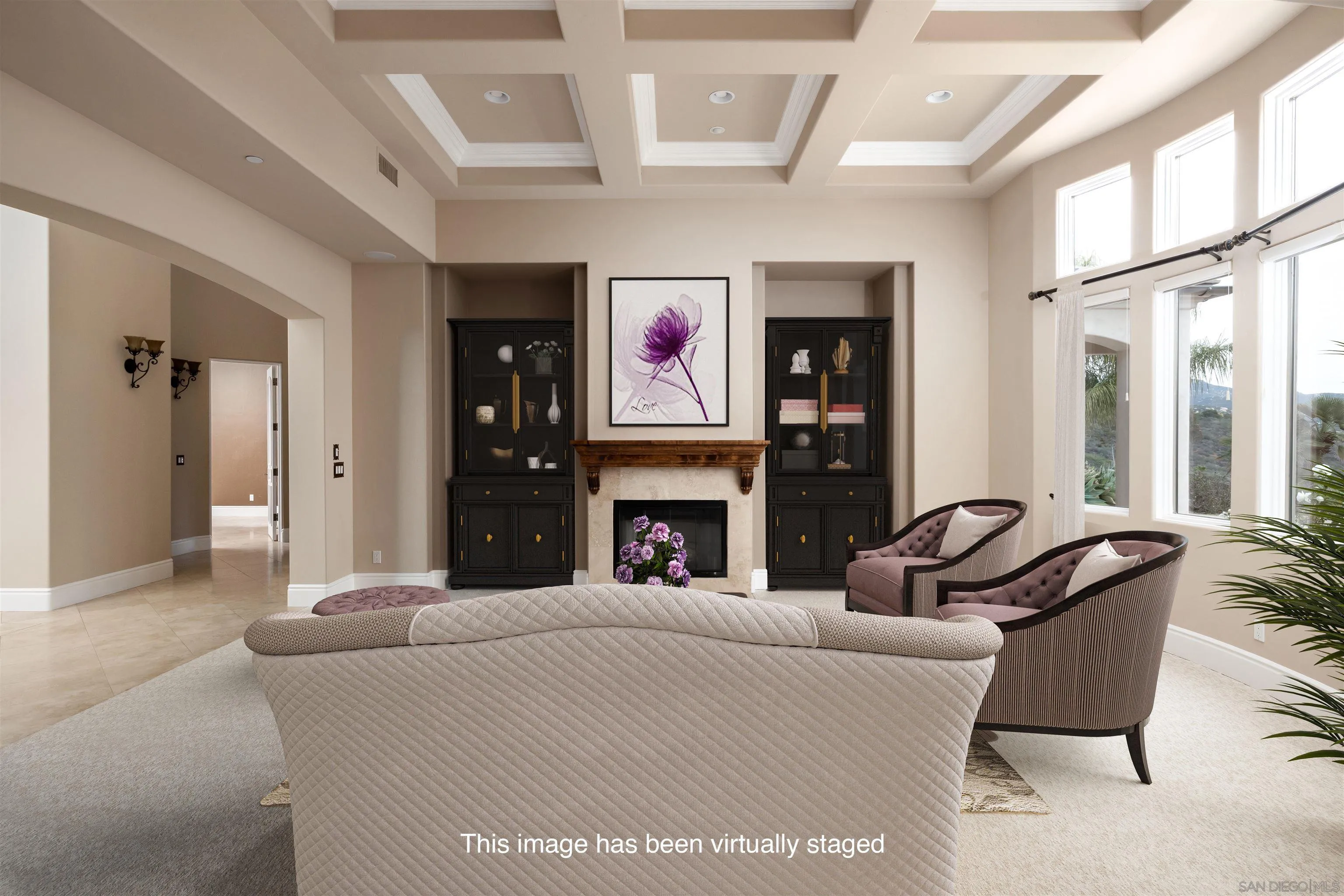 14755 High Valley Road Poway, CA 92064 - Photo 6 of 59 a living room with fireplace furniture and a large window