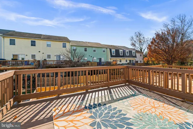a view of a brick building from a balcony