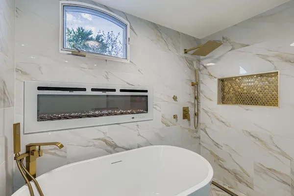 a living room with furniture