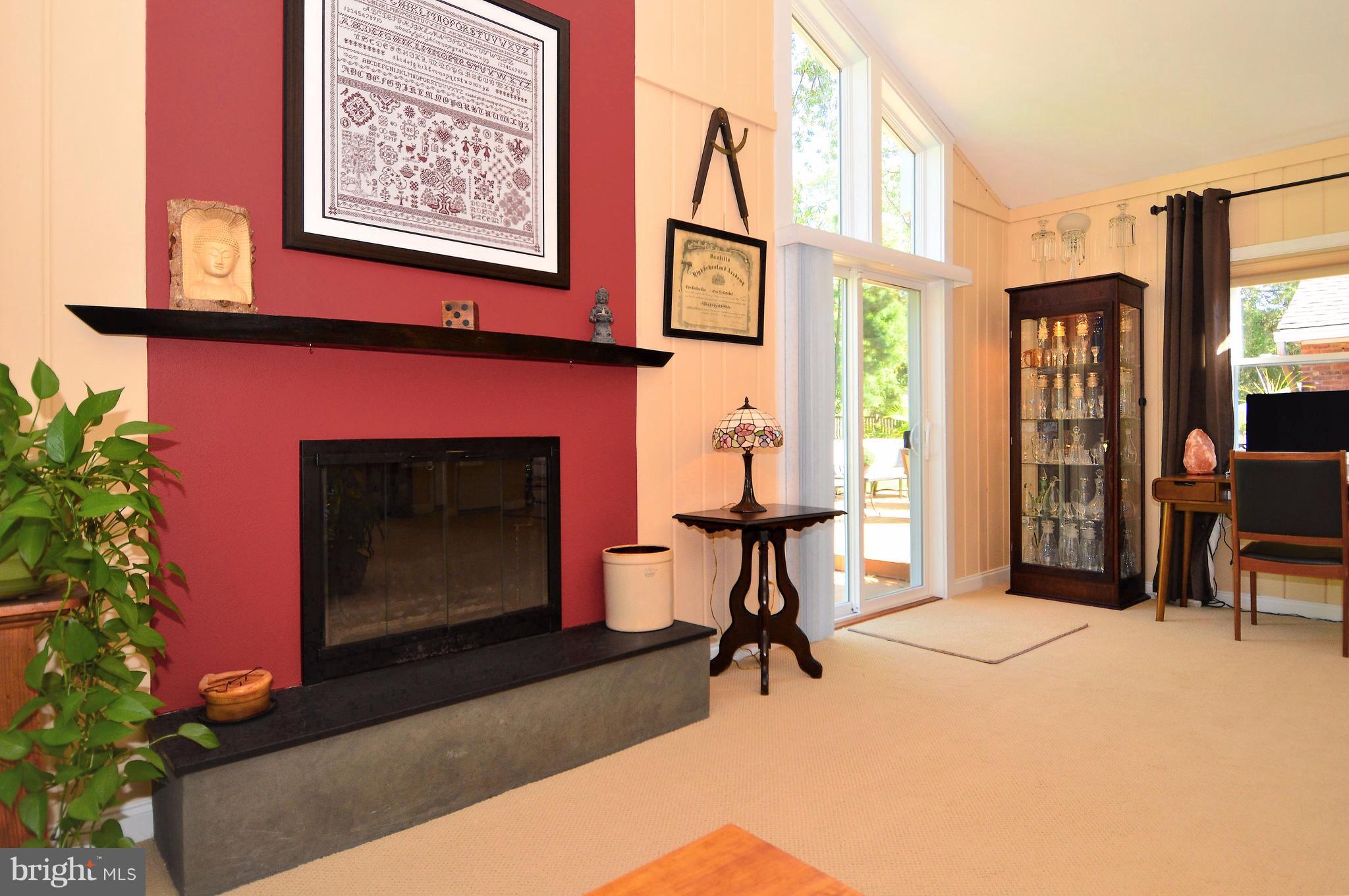 6448 Elmdale Road Alexandria, VA 22312 - Photo 11 of 28 Fireplace and Doors to Deck and Yard