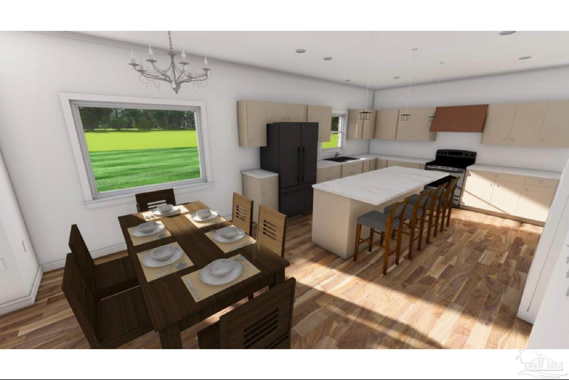 5009 Timber Ridge Drive Pace, FL 32571 - Photo 64 of 72 a living room with a table chairs and a wooden floor