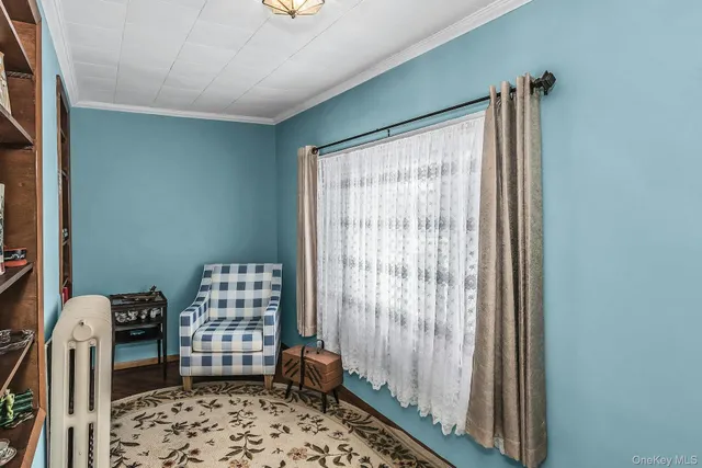 a room with windows and a table