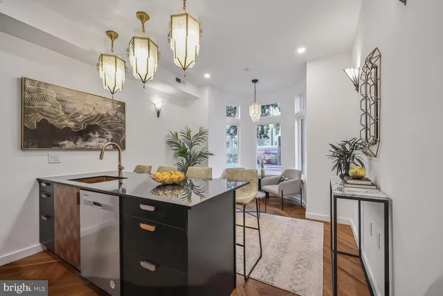 a view of a dining area with furniture