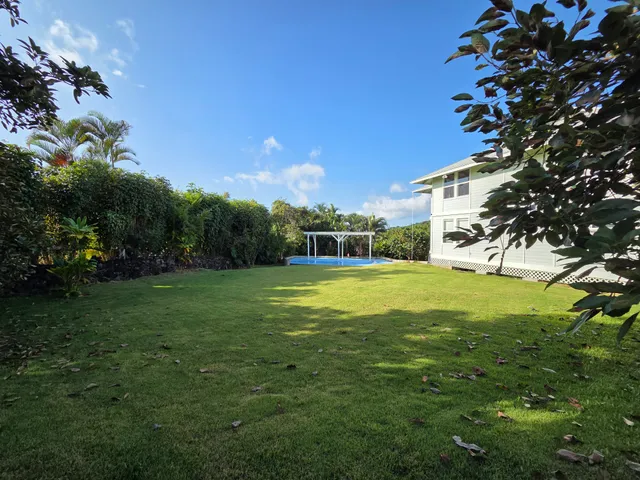 a view of a big room with a big yard and large trees
