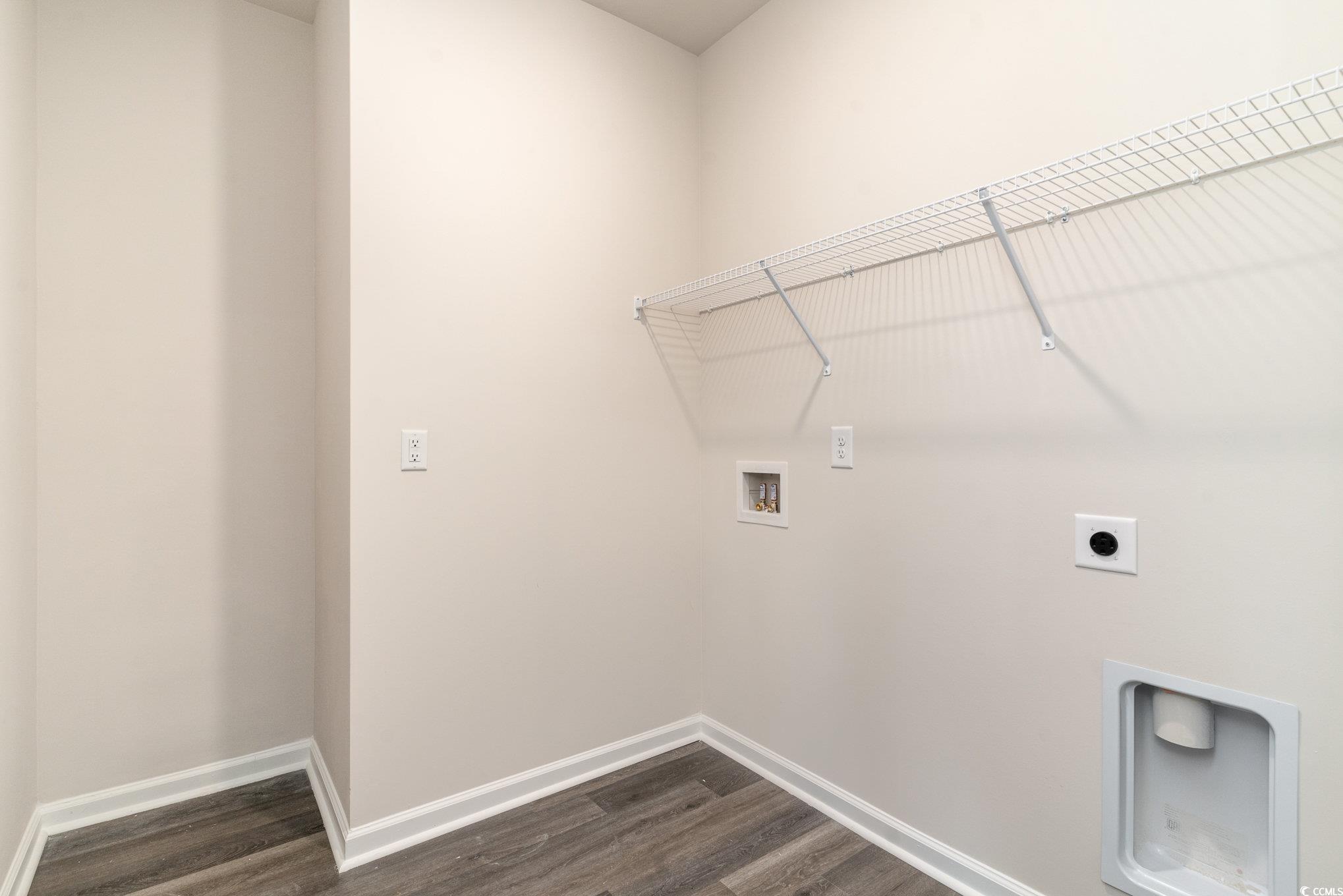 156 Cottage Red Court Conway, SC 29527 - Photo 23 of 37 Washroom featuring hookup for an electric dryer, washer hookup, and dark wood finished floors