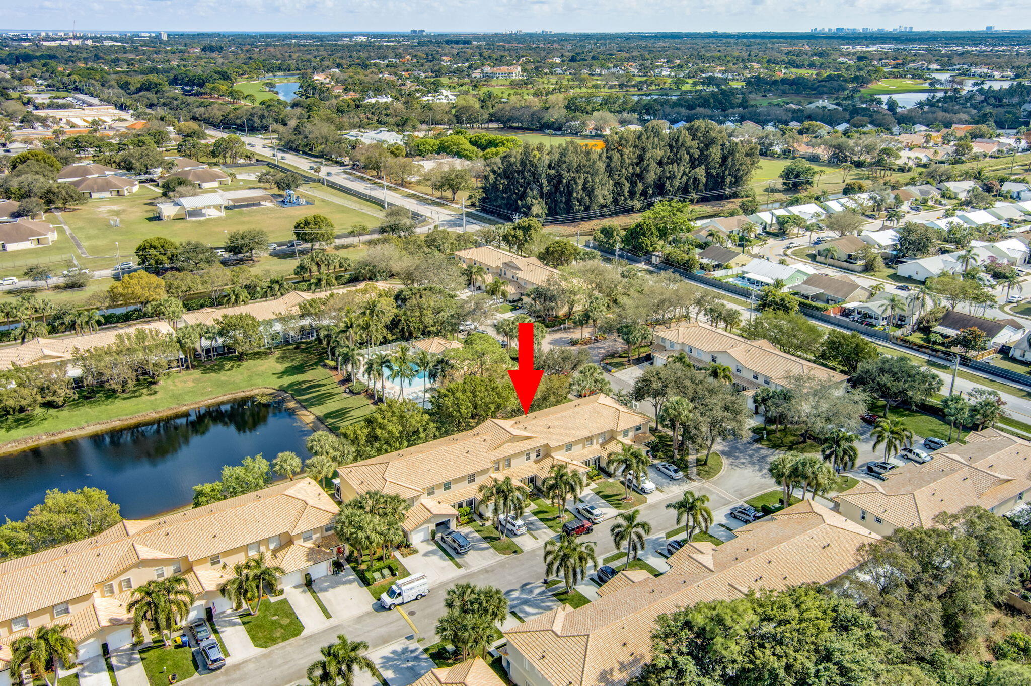 145 Timberwalk Trail Jupiter, FL 33458 - Photo 57 of 61 an aerial view of residential houses with outdoor space
