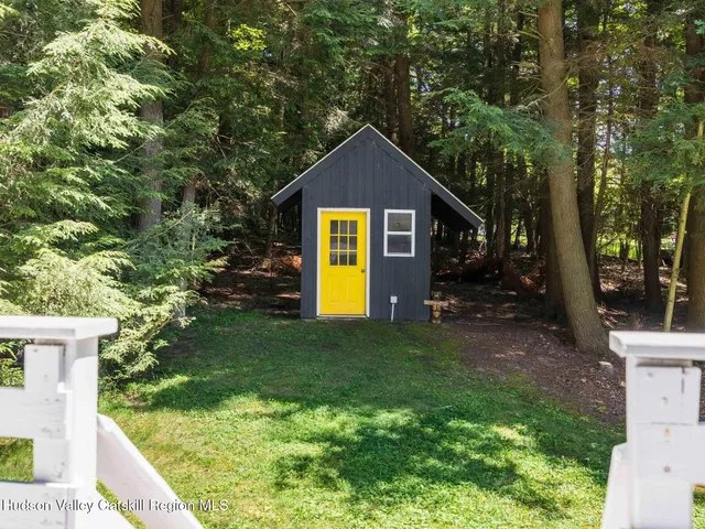 an aerial view of a house