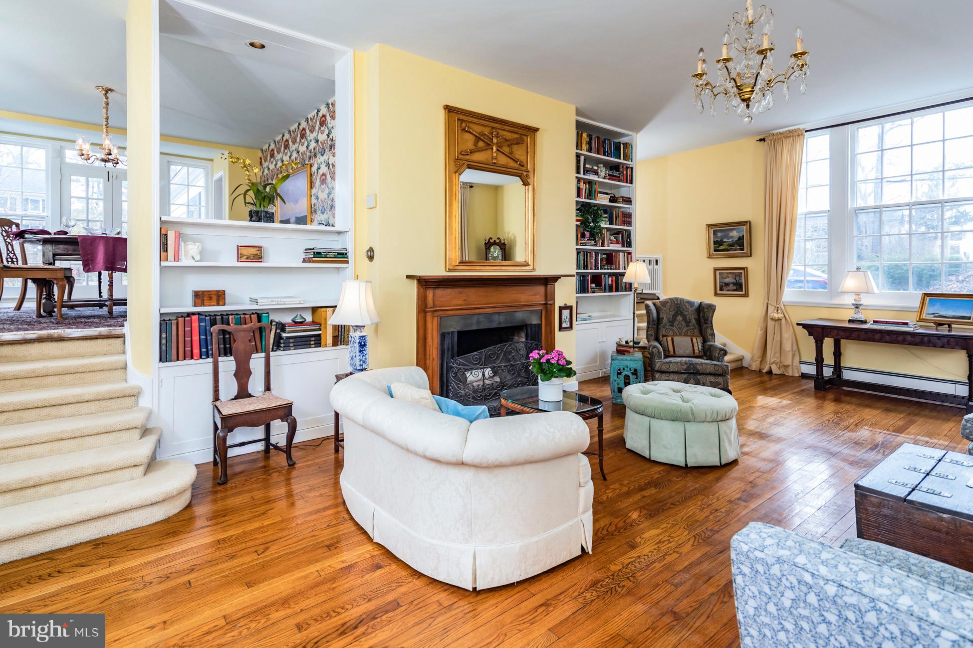 183 Edgerstoune Road Princeton, NJ 08540 - Photo 5 of 27 Living Room With Steps Up To Dining Room