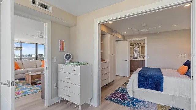 wooden floor in an empty room and a mirror