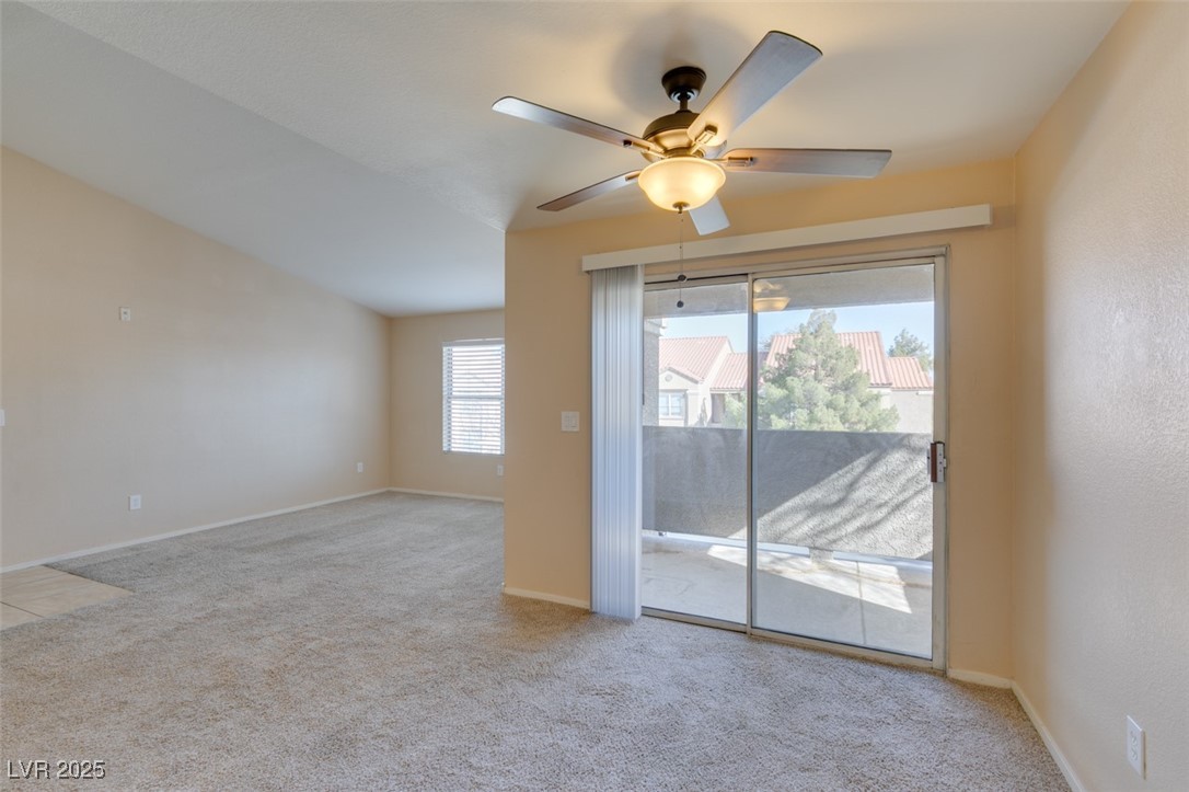 2300 East Silverado Ranch Boulevard, Unit 2190 Las Vegas, NV 89123 - Photo 27 of 41 Unfurnished room featuring light colored carpet and ceiling fan