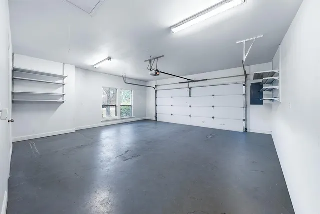 a view of a room with racks on the wall