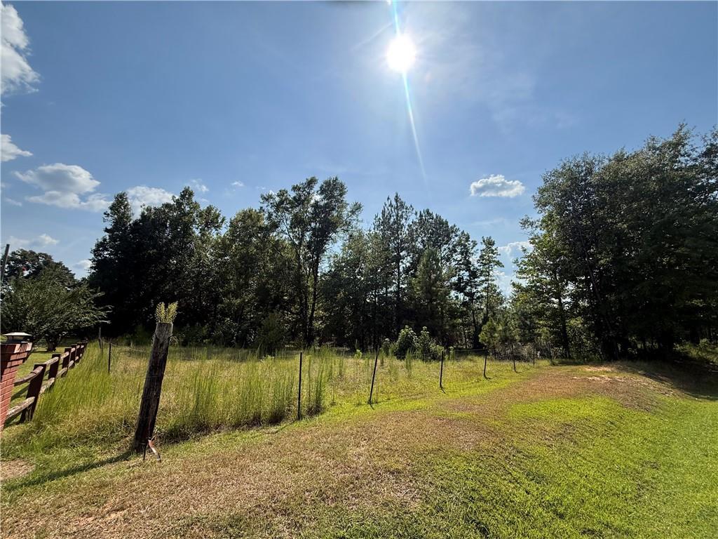 0 Bethel Road Seale, AL 36875 - Photo 3 of 14 Expansive lot featuring a brick and wood fence, a mixture of mature trees, and a clear sky backdrop