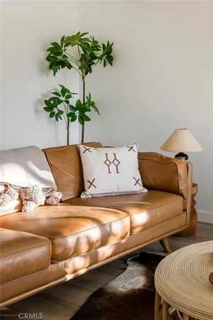 a view of a couch in a bed