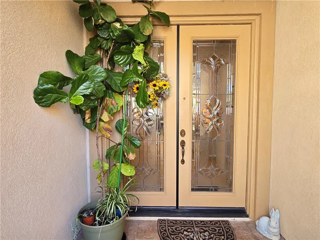 a view of a glass door
