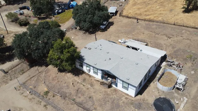 an aerial view of a house roof