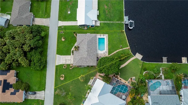 an aerial view of a house