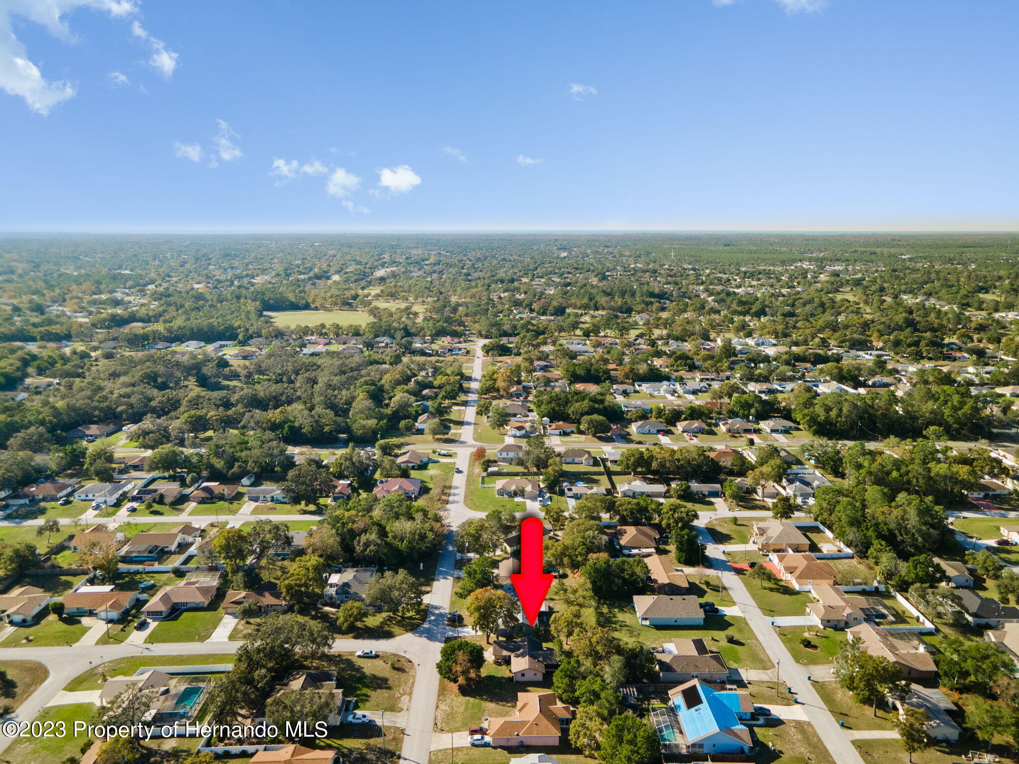 10479 Thornberry Drive Spring Hill, FL 34608 - Photo 35 of 44 an aerial view of house with yard and mountain view in back
