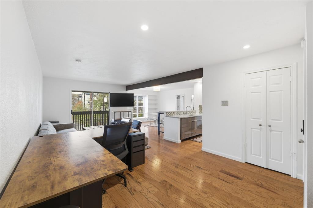 4837 Cedar Springs Road, Unit 311 Dallas, TX 75219 - Photo 11 of 17 Home office featuring light wood-style floors and recessed lighting