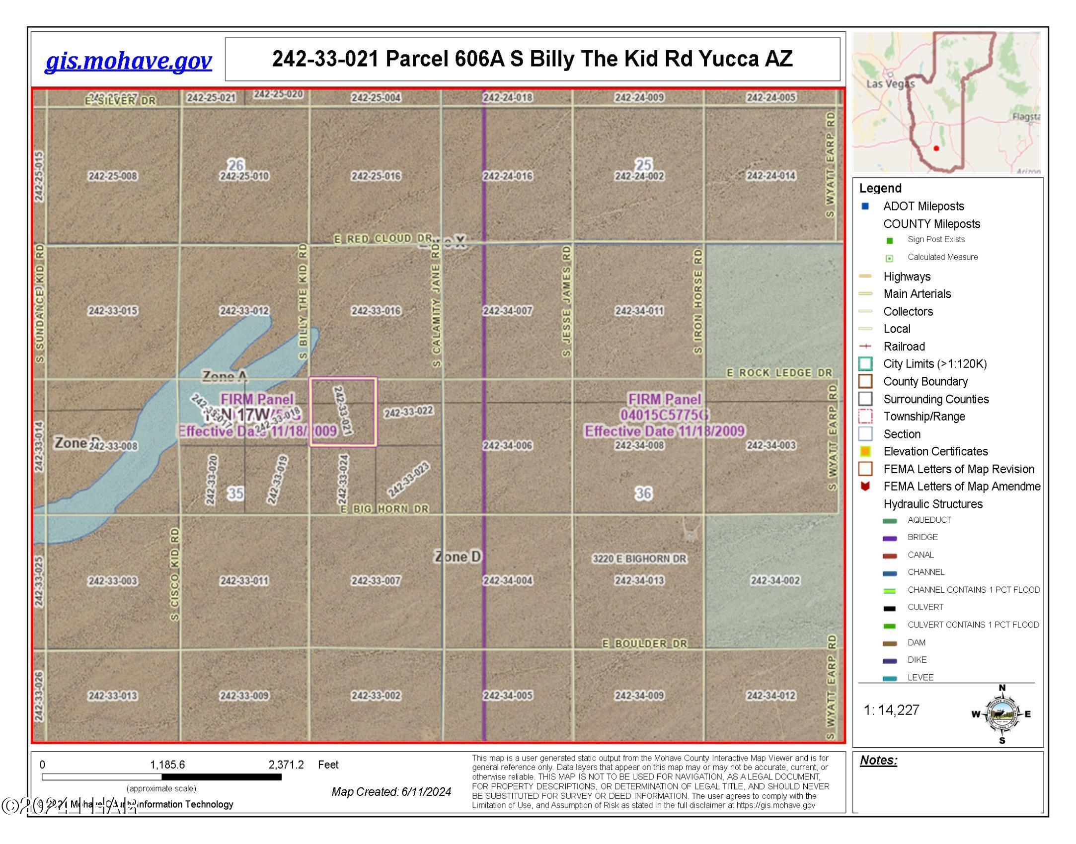 606 South Billy The Kid Road Yucca, AZ 86438 - Photo 10 of 23 242.33.021 Flood Map photo