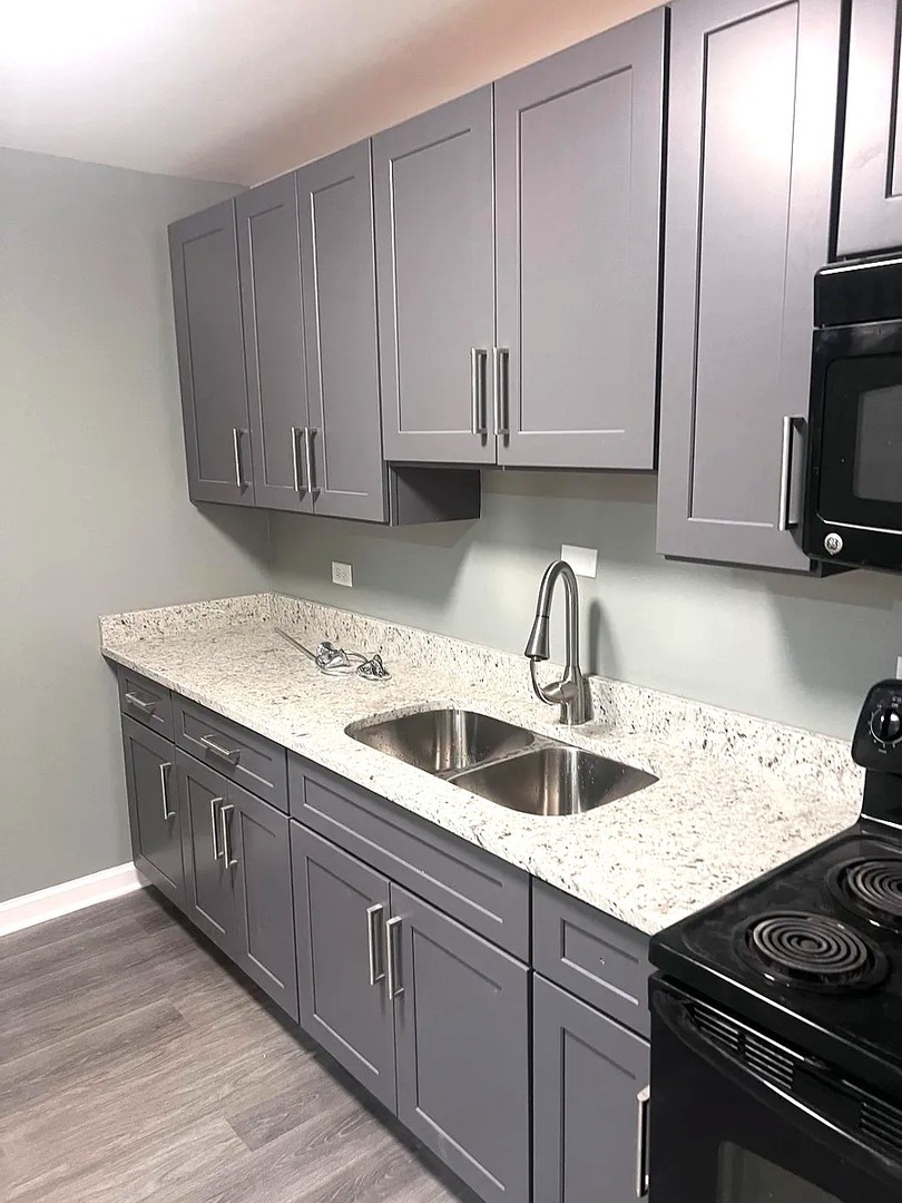 6619 North Sheridan Road, Unit 305 Chicago, IL 60626 - Photo 4 of 10 a kitchen with granite countertop a sink stove and cabinets