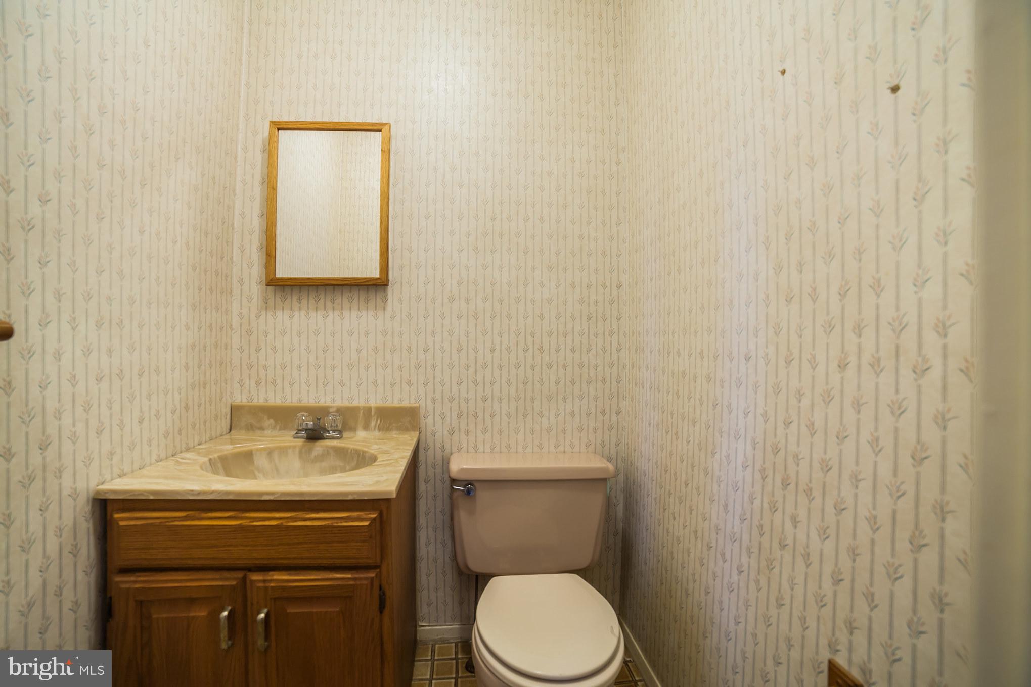 3903 Carthage Road Randallstown, MD 21133 - Photo 16 of 24 a bathroom with a toilet a sink and mirror