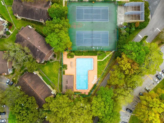 an aerial view of a house