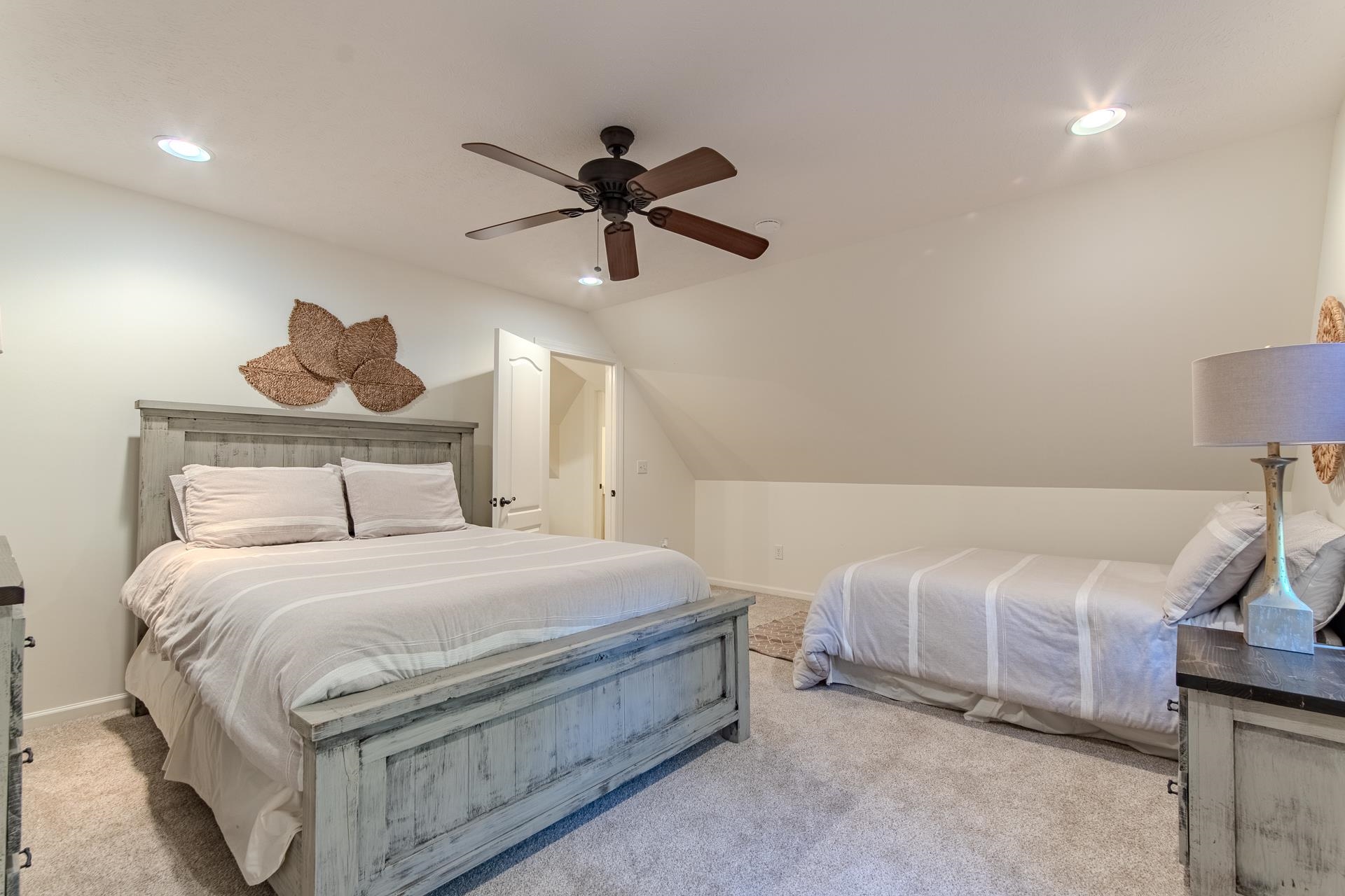 120 Pier Point Savannah, TN 38372 - Photo 30 of 38 Bedroom featuring carpet floors, vaulted ceiling, a ceiling fan, and recessed lighting