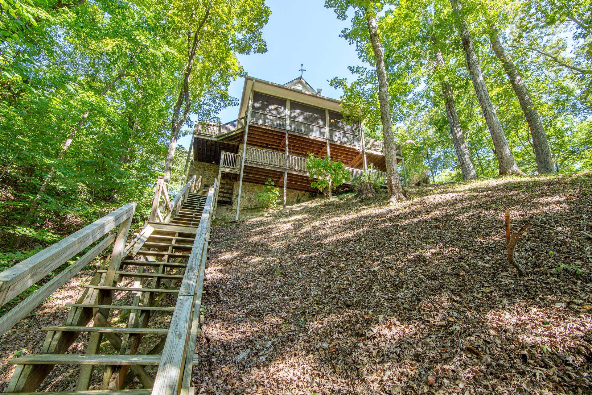 120 Pier Point Savannah, TN 38372 - Photo 33 of 38 Back of house featuring stairway and a wooden deck